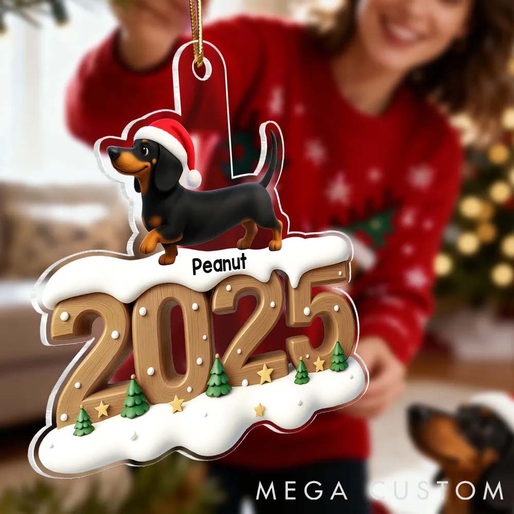 Personalized Dog Lover Christmas Dachshunds Walking Ornament