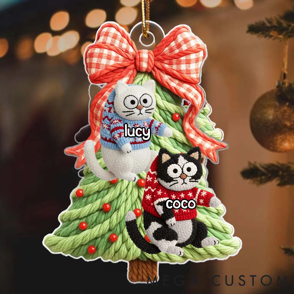 Personalized Cat Lover Cat Hanging on Christmas Tree Christmas Ornament