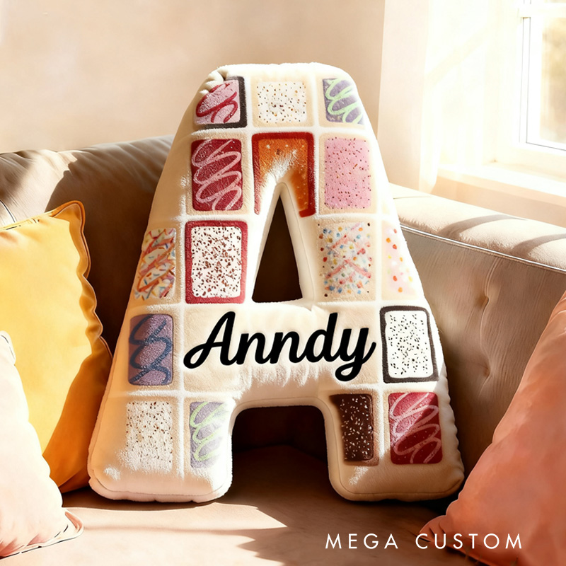 Personalized Cookie Alphabet Throw Pillow Cake Patchwork Letter Pillow with Name for Kids Girl Boy Baker Christmas Gifts Loving Room Decor