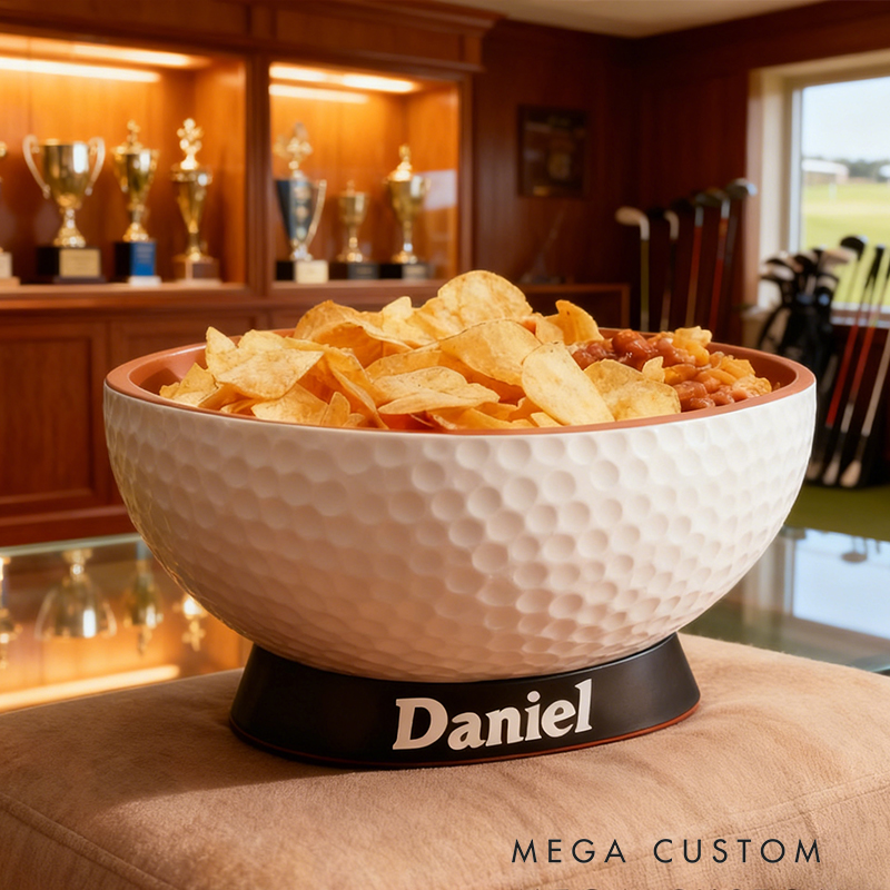 Personalized Golf Snack Bowl - Custom Name Golf Shaped Snack Holder for Game Day, Tailgating & Sports Fans