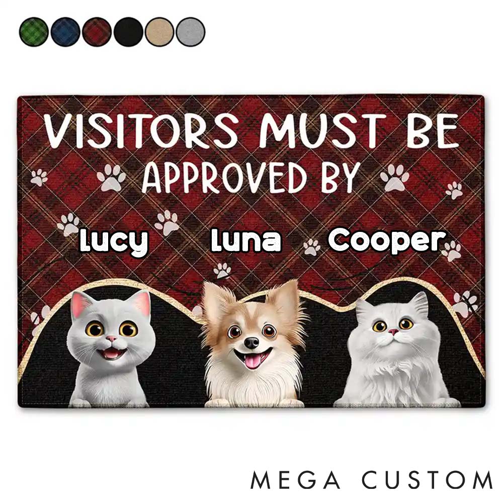 Personalized Pet Lover Visitors Must be Approved by the Pet Christmas Doormat