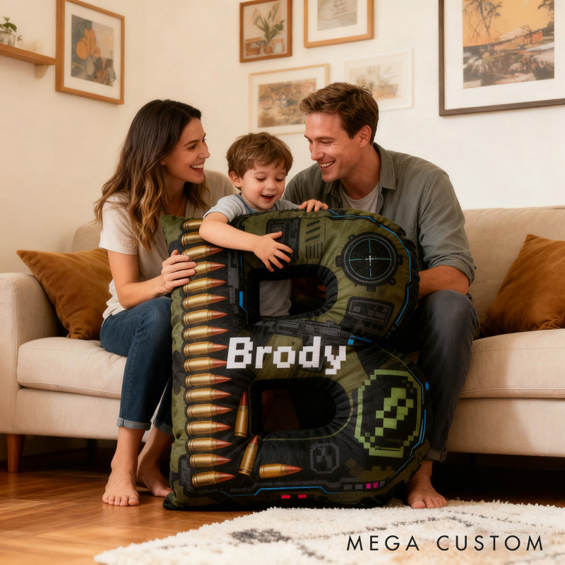 Personalized Bullet Game Letter Pillow for Game Lovers Plush Pillow Christmas Birthday Gift for Kids