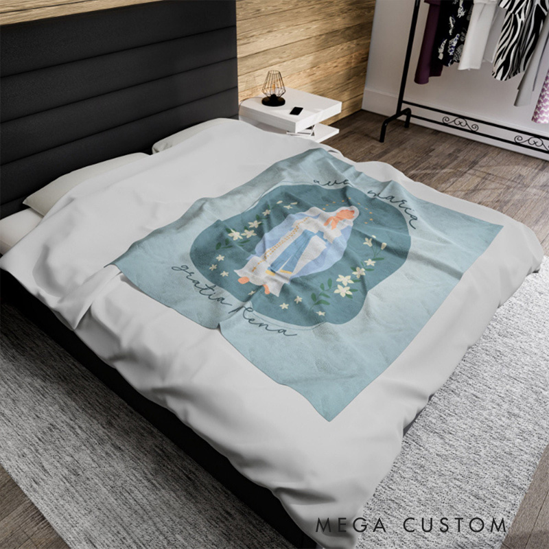Personalized Ave Maria Throw Blanket with Name Home Decor Religious Gift Catholic Gift for Women