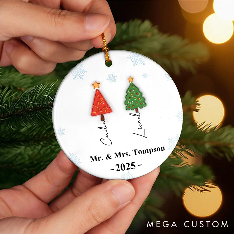 Personalized Couple Ceramic Ornament Custom Christmas Gifts for Husband Wife Our Festive Ornament for Couple Newlyweds Xmas Gift