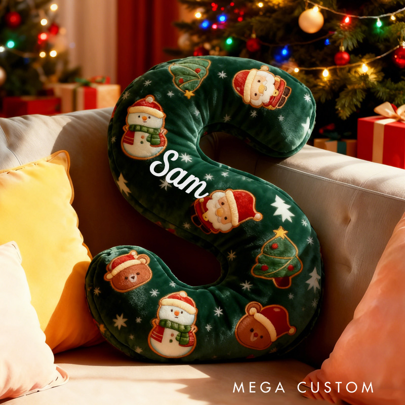 Personalized Christmas Cookie Alphabet Throw Pillow Cookie Letter Pillow with Name for Kids Girl Boy Baker Christmas Gifts Loving Room Decor