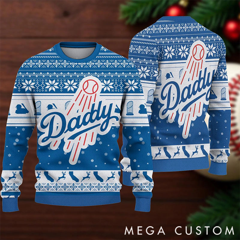 Personalized Baseball Family Ugly Christmas Sweater Champion 2025  Custom Name Sweater  Baseball Mama & Daddy Sweater