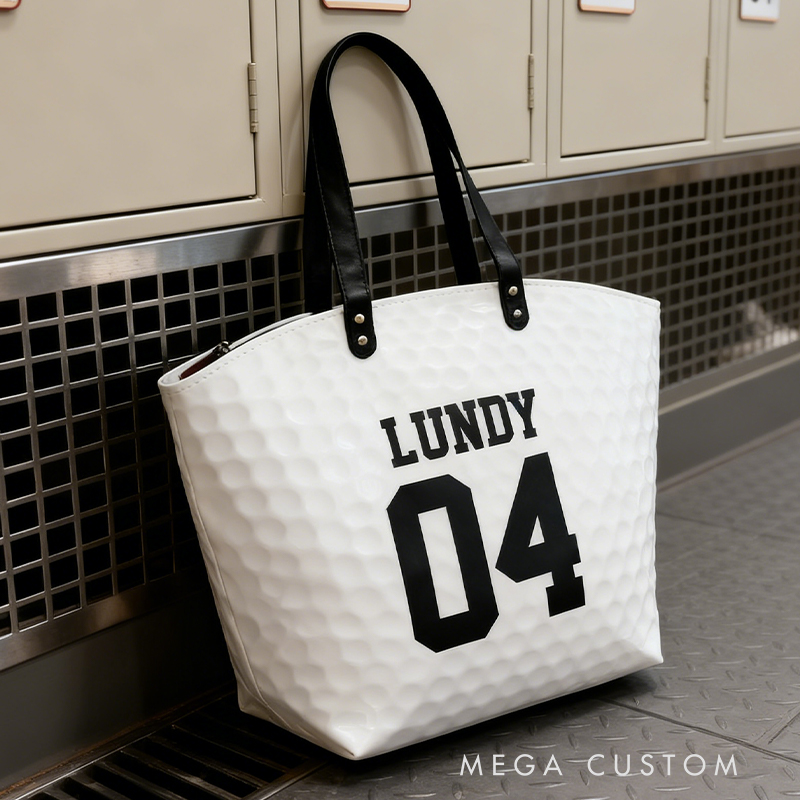 Personalized Golf Ball Texture Tote Bag -  Design, Stylish & Functional for Golf Enthusiasts Custom Name & Number