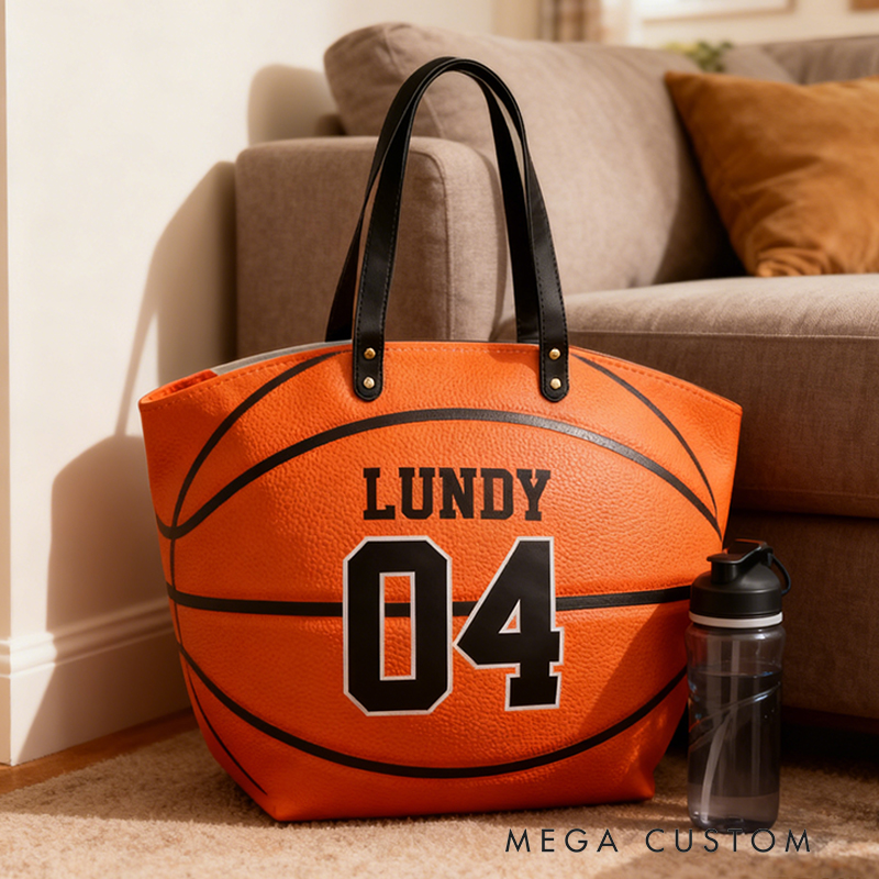 Personalized Basketball Texture Tote Bag Design, Stylish & Functional for Basketball Enthusiasts Custom Name & Number