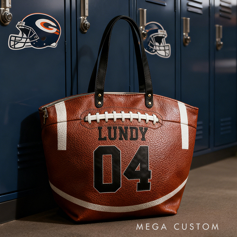 Personalized Football Texture Tote Bag Design, Stylish & Functional for Football Enthusiasts Custom Name & Number