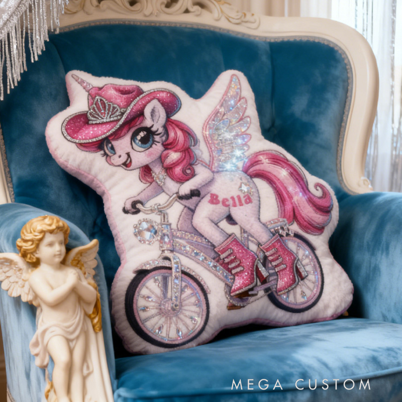 Personalized Pink Princess Pillow Cozy Dreaming Diamond Princess Graphic 3D Print Pillow Name Pillow Comfortable Travel Cushion for Kids Girls Riding Lovers