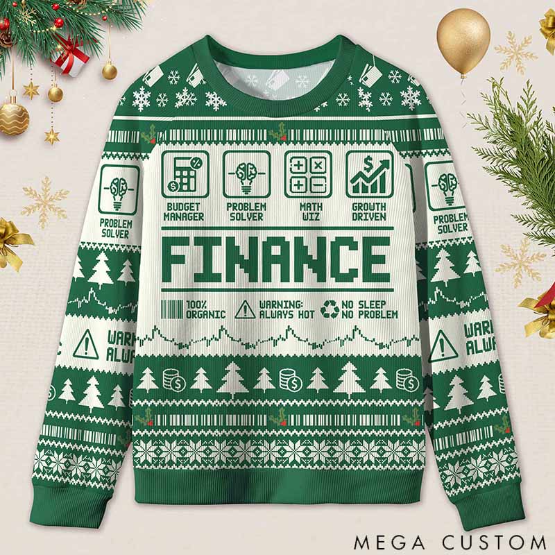 Personalized Funny Accounting Finance Ugly Christmas Sweater Gift for Accounting Finance Professionals