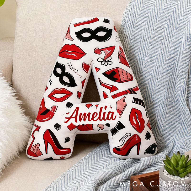Personalized Fashion-Themed Letter Pillow for Girlfriend Valentine's Day Throw Pillow for Her Couple Date Night Themed Pillow