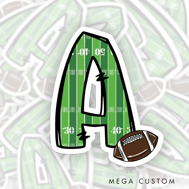 Personalized American Football and Rugby Sticker with Custom Player Letter Name
