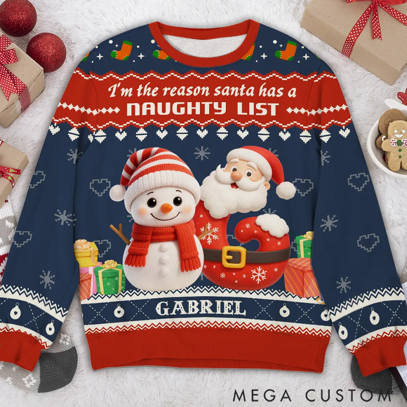 Personalized Custom All-Over-Print Little One in the Snow Ugly Sweater Gift for Family Members