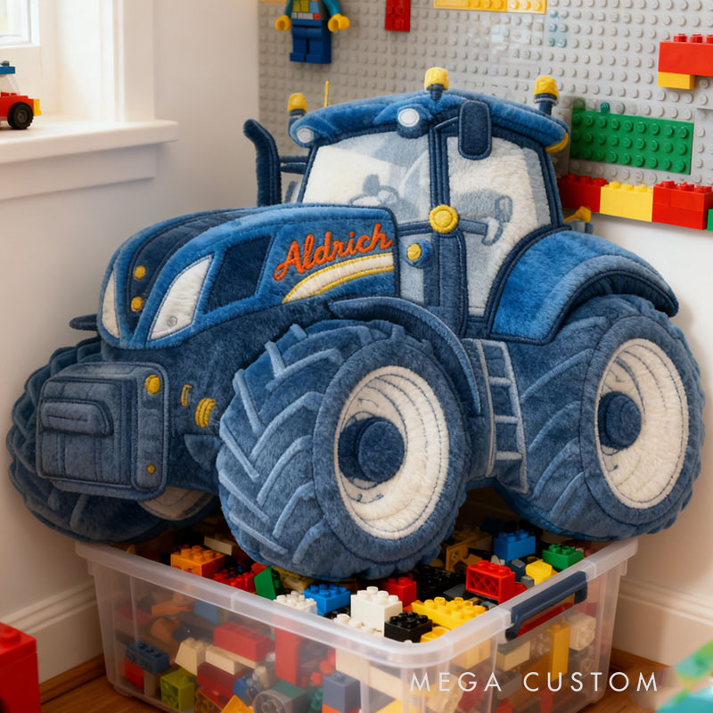 Personalized Tractors Letter Pillow with Custom Name Kids Room Decor Gift for Boys Christmas Gift 3D Print