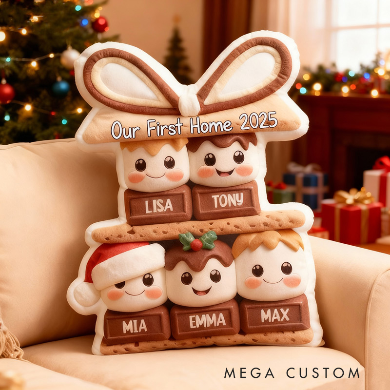 Personalized Family Christmas Pillow Custom S’mores Pillow with Names Housewarming Gift Christmas Gift 