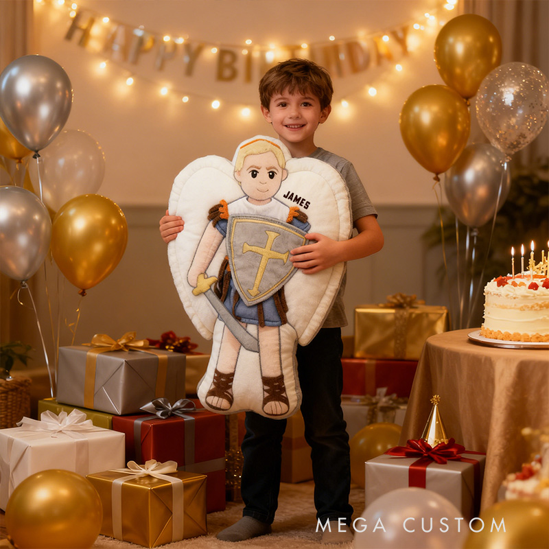 Personalized Saint Michael Pillow with Custom Name Graphic 3D Print Pillow Religious Home Decor Birthay Gift for Boys