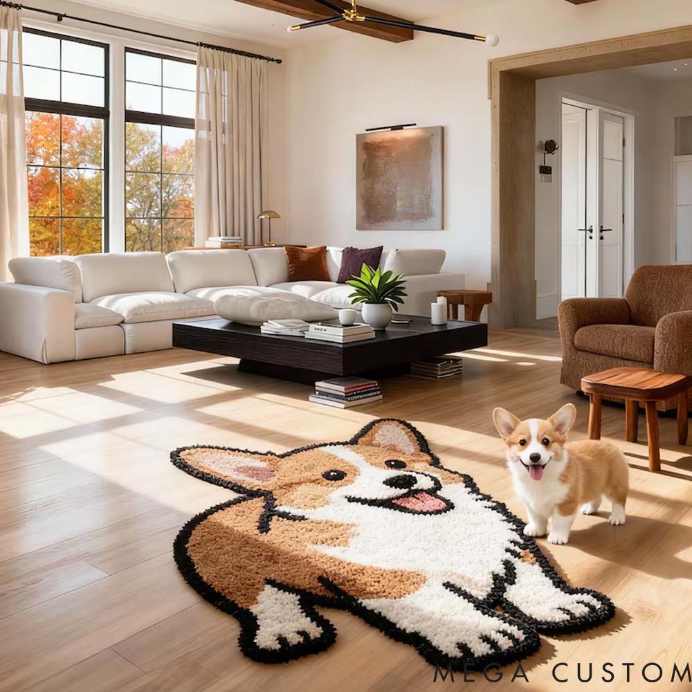 Personalized Pet Lover Cute Featuring Pet Portraits Shaped Rugs