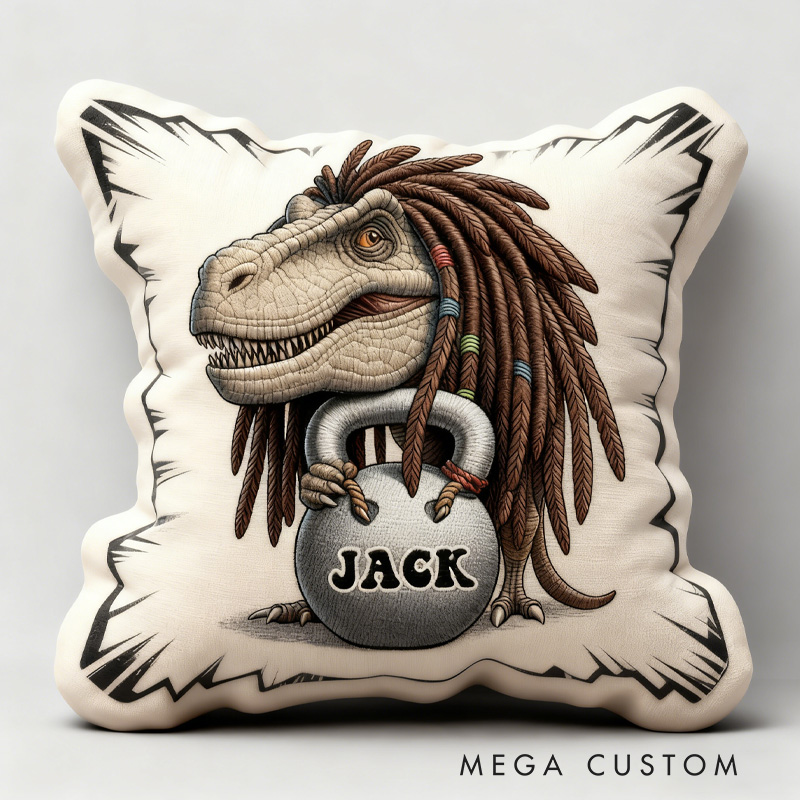 Personalized Workout Dino Pillow Graphic 3D Print Trainer Fitness Planner Decoration Letter Pillow Exercise Sport Gym Sublimation Design Lift Heavy Shit Gym Rat Weightlifting Pillow for Kids Gym Lovers