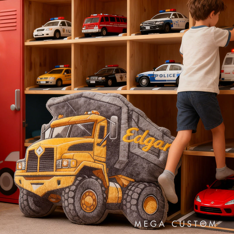 Personalized Truck Pillow with Custom Name Kids Room Decor Gift for Boys Christmas Gift 3D Print