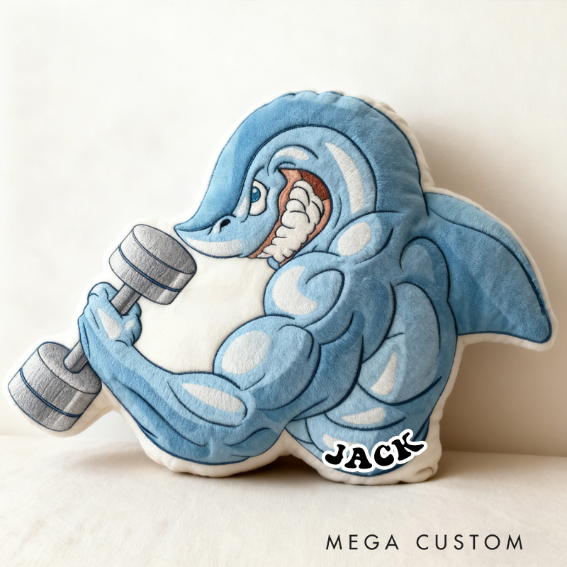 Personalized Workout Shark Pillow Graphic 3D Print Trainer Fitness Planner Decoration Letter Pillow Exercise Sport Gym Sublimation Design Lift Heavy Shit Gym Rat Weightlifting Pillow for Kids Gym Lovers