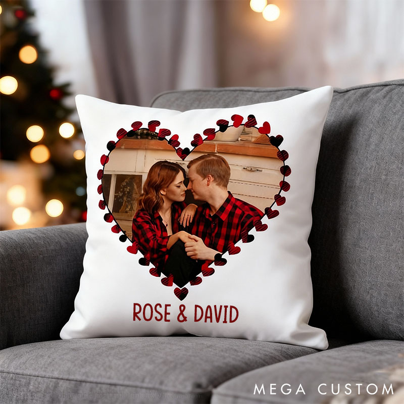 Personalized Long Distance Gift Pillow for Girlfriend Boyfriend Custom State and Photo Pillow Valentines Day Long Distance Gift