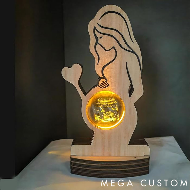 Personalized Baby Ultrasound Photo Frame Sign,Customized B-ultrasound Photo 3d Crystal Ball Light,Pregnant Wife Gifts From Husband,Expecting Mom Gift For Pregnant Friend,Baby Shower Memorial