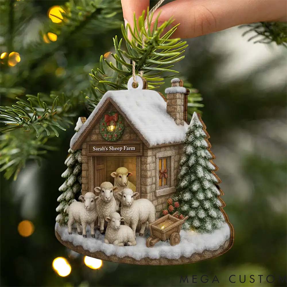 Personalized Pet Lover Christmas Sheep Farm Christmas Ornament