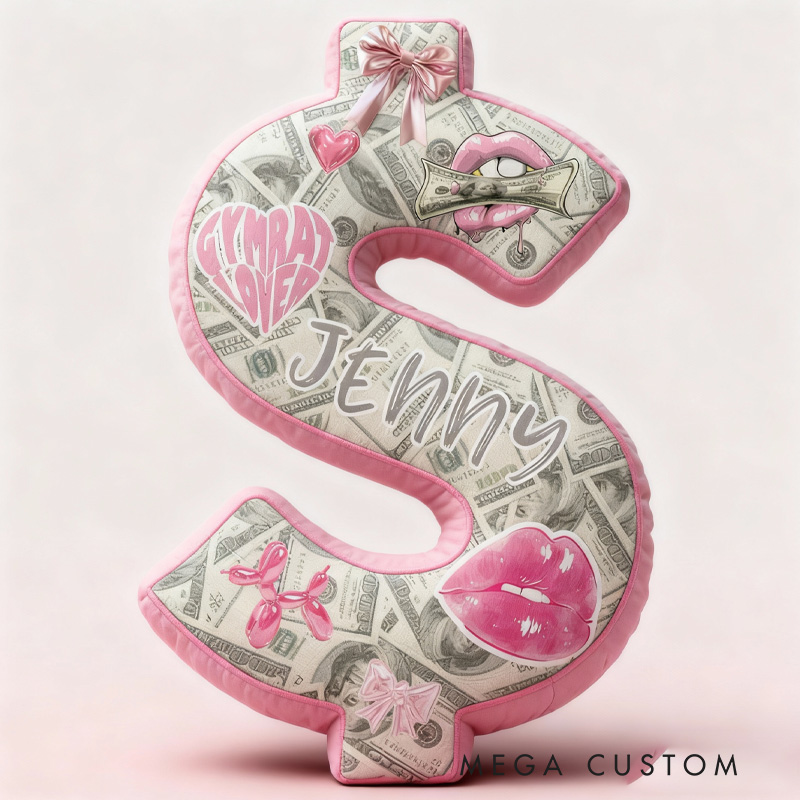 Personalized Dollar Throw Pillow Graphic 3D Print Trainer Fitness Planner Pinky Money Come Decoration Letter Pillow Exercise Sport Gym Sublimation Design Lift Heavy Shit Gym Rat Weightlifting Pillow for Her Gym Lovers