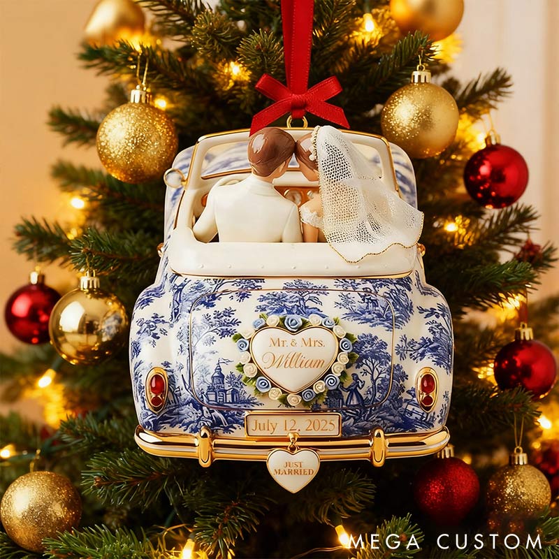 Personalized Couple Just Married Mr Mrs Couple Ornament Wedding Car Chrismas Decoration Gift for Newlyweds Couple Gift for Wife Husband