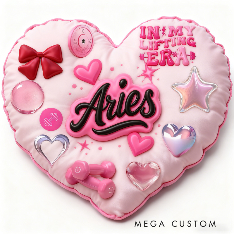Personalized Workout Heart Throw Pillow Graphic 3D Print Trainer Fitness Planner Pinky Heart Decoration Letter Pillow Exercise Sport Gym Sublimation Design Lift Heavy Shit Gym Rat Weightlifting Pillow for Her Gym Lovers