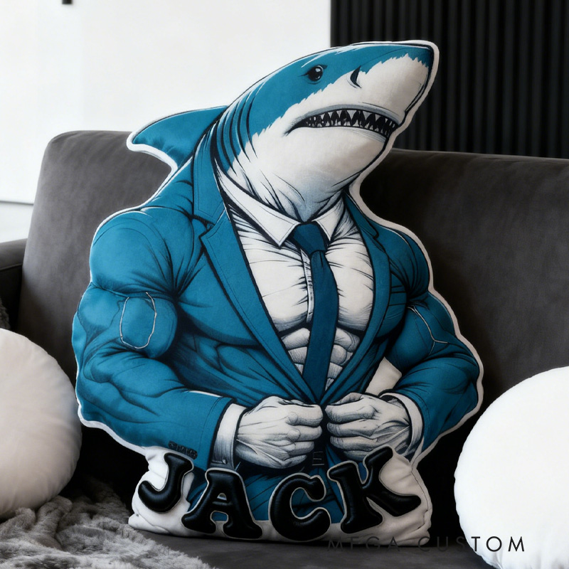 Personalized Fitness Shark Pillow Graphic 3D Print Trainer Fitness Planner Decoration Letter Pillow Exercise Sport Gym Sublimation Design Lift Heavy Shit Gym Rat Weightlifting Pillow for Kids Gym Lovers