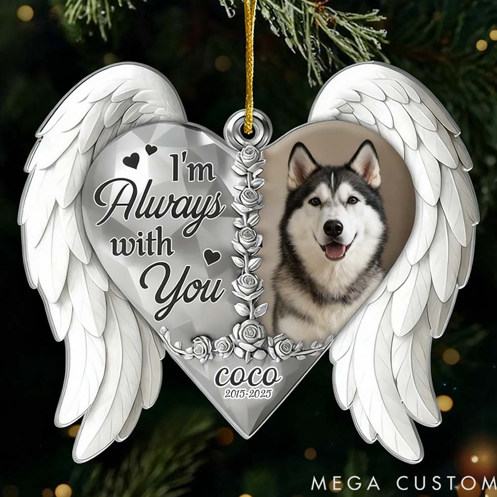 Personalized Pet Lover Custom Photo Wings Christmas Memorial Acrylic Ornament