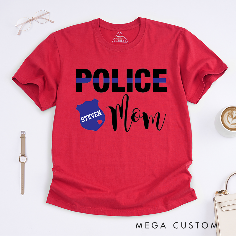 Personalized Policeman Police Mom Design Gift for Police Officer T-Shirt