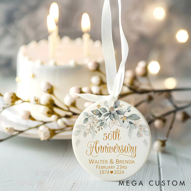 Personalized Couple Anniversary Ceramic Ornament Custom Name Valentine's Day Gifts for Husband Wife Ornament for Couple Xmas Gift