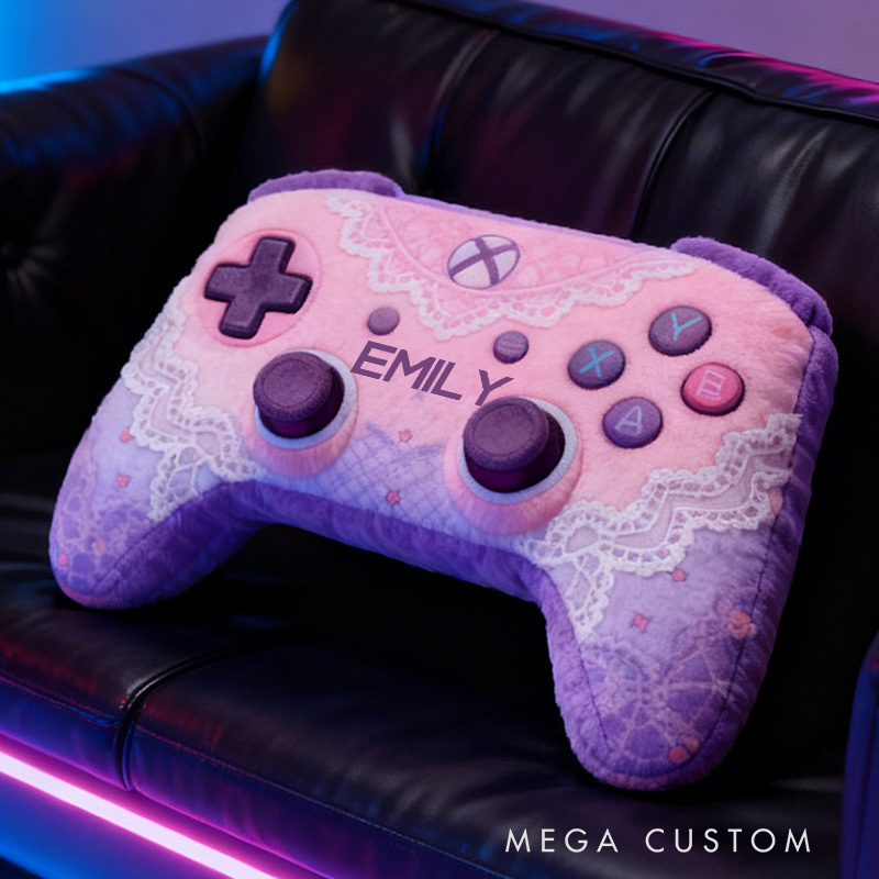Personalized Graphic 3D Print Lace Game Controller Shaped Pillow for Game Lovers Plush Pillow Christmas Birthday Party Gift for Kids