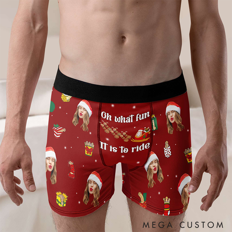 Personalized Photo Boxer Briefs Men's Christmas Boxers Funny Underwear with Face Photo Christmas Gift for Boyfriend Husband 