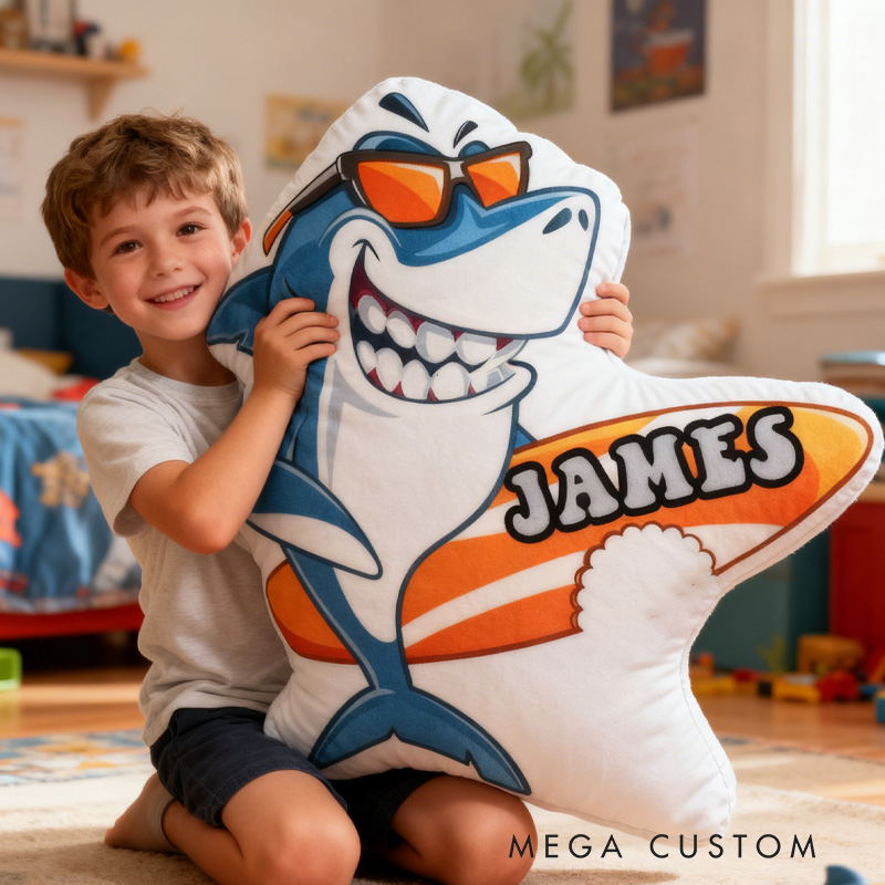 Personalized Suring Shark Pillow Rainbow Throw Pillow Graphic 3D Print Surfing Skateboarding Fitness Decoration Pillow Exercise Sport Pillow for Kids Surfing Skateboarding Lovers