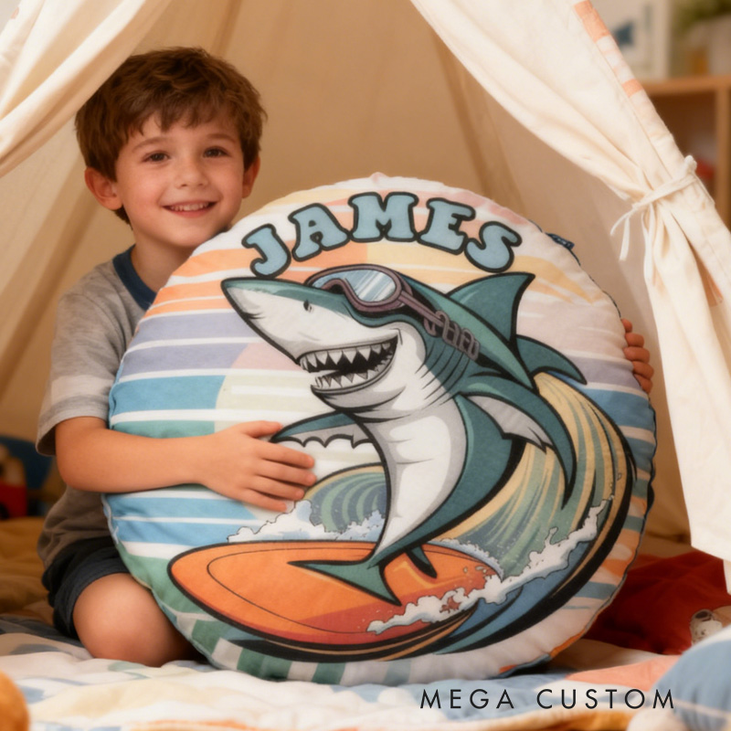 Personalized Suring Shark Pillow Rainbow Throw Pillow Graphic 3D Print Surfing Skateboarding Fitness Decoration Pillow Exercise Sport Pillow for Kids Surfing Skateboarding Lovers