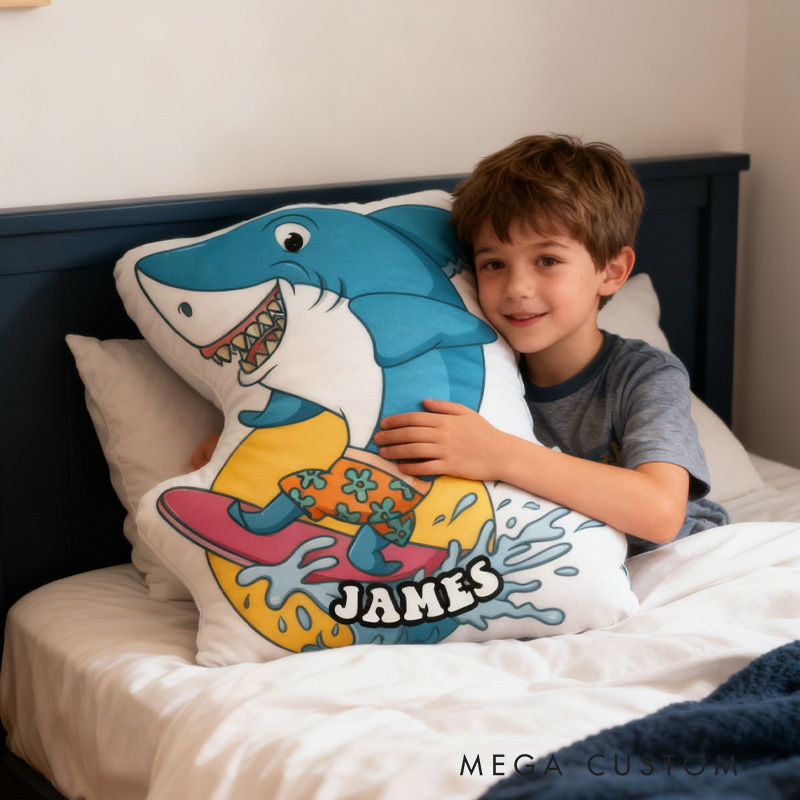 Personalized Suring Shark Pillow Rainbow Throw Pillow Graphic 3D Print Surfing Skateboarding Fitness Decoration Pillow Exercise Sport Pillow for Kids Surfing Skateboarding Lovers