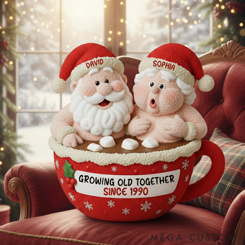 Personalized Mr and Mrs Santa Claus In Hot COCO Funny Pillow Couple Christmas Gift Holiday Decoration