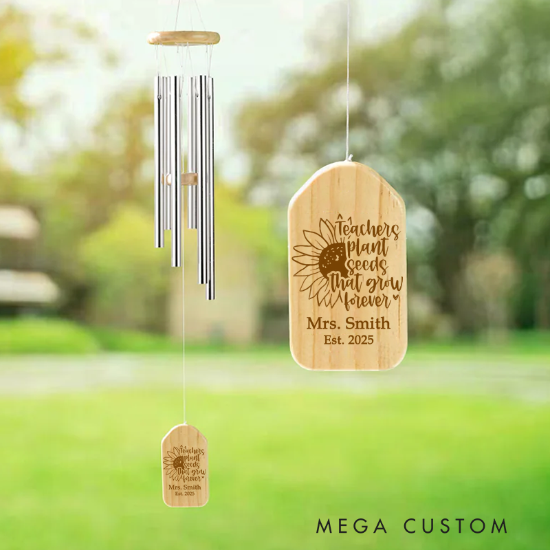Personalized Wind Chimes for Teacher Plant Seeds Teacher Appreciation Gift