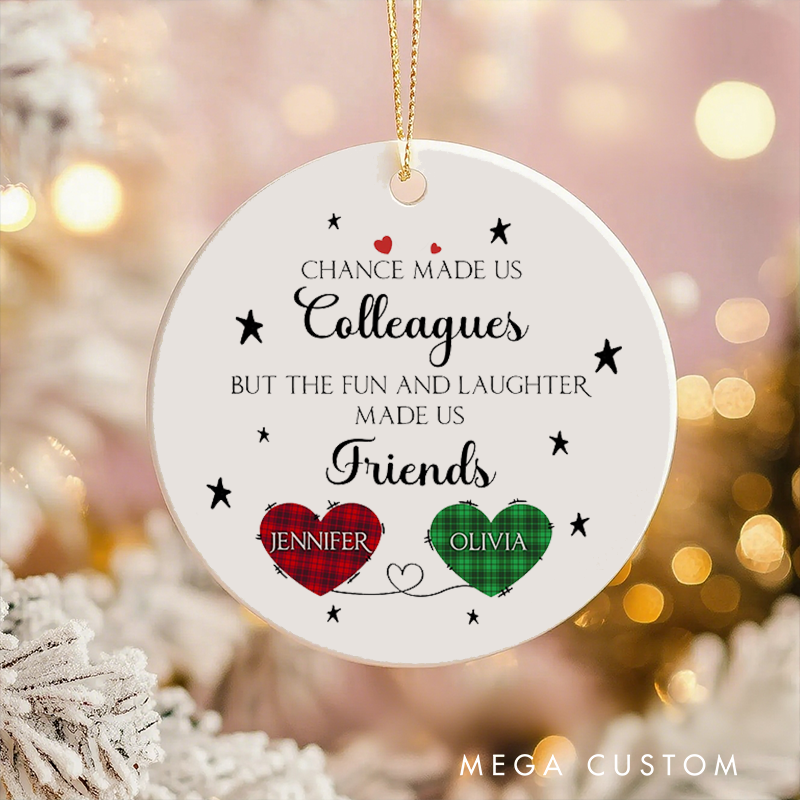 Personalized Christmas Ornament with Heart to Heart Design Gift for Coworkers
