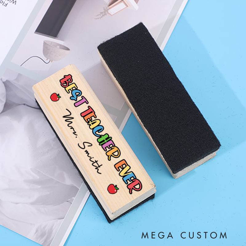 Personalized Magnetic Wooden Whiteboard Erase Best Teacher Ever Apple Design Appreciation Gift for Teachers