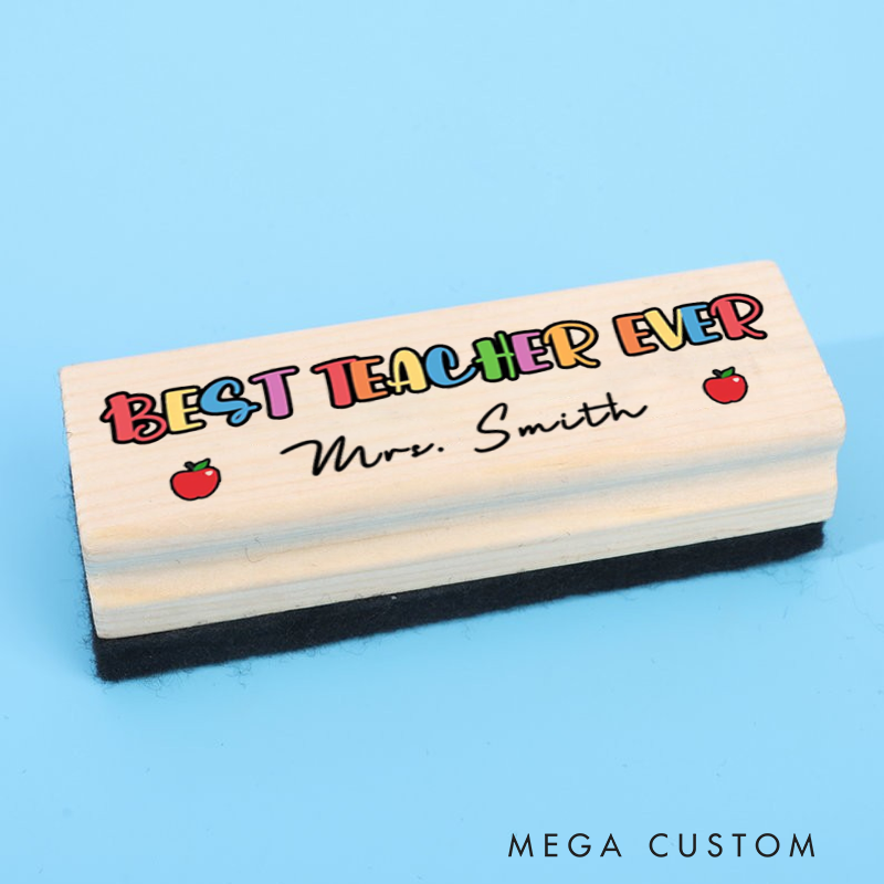 Personalized Magnetic Wooden Whiteboard Erase Best Teacher Ever Apple Design Appreciation Gift for Teachers