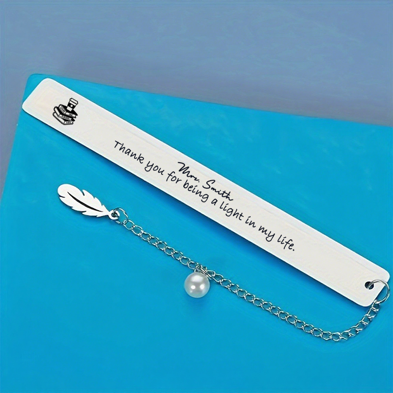 Personalized Stainless Steel Bookmark for Teachers Thank You for Being a Light in the Life Classroom Design Bookmark Teacher Thoughtful Gift