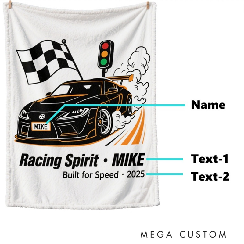 Personalized Racing Car Blanket Custom Photo and Name Blanket Gifts