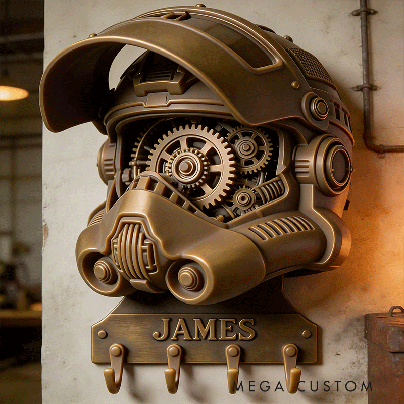 Personalized Mechanical Helmet Wall Hooks Custom Name Key Holders Unique and Funny Gifts