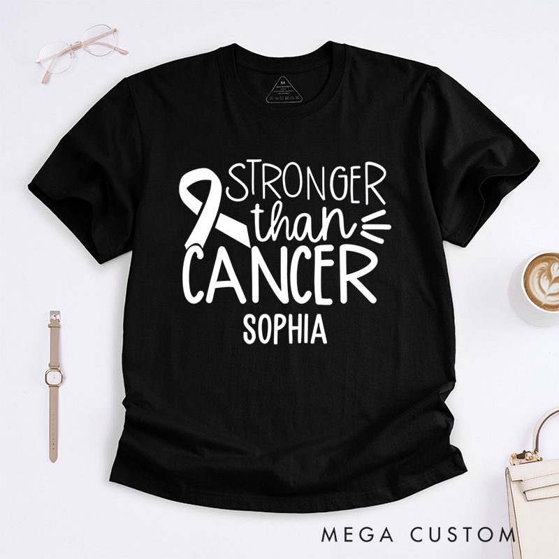 Personalized Stronger Than Cancer Awareness Inspirational Design T-shirt Motivational Gift
