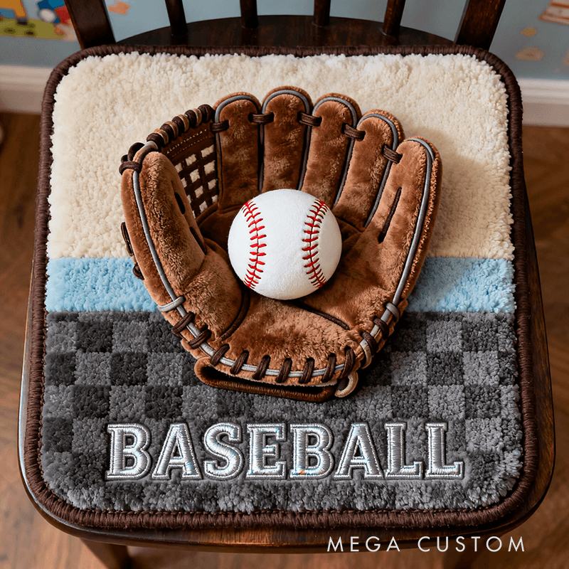 Personalized Plush Glove & Ball Chair Cushion - Sports-Themed Seat Pad for Baseball Enthusiasts, Kids’ Room & Game Day Decor